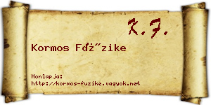 Kormos Füzike névjegykártya